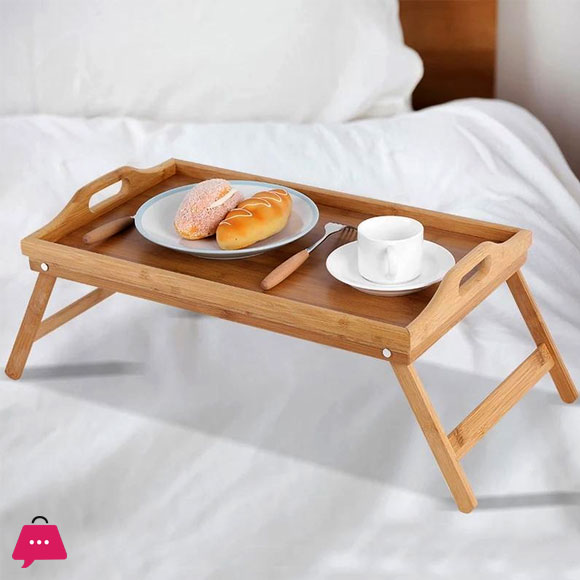 Bamboo Folding Serving Tray Foldable Bed Table Serving Tray Size: 50 X 30 X 23.5Cm 4 Bamboo Folding Serving Tray Foldable Bed Table Serving Tray Size: 50 X 30 X 23.5Cm - Image 2