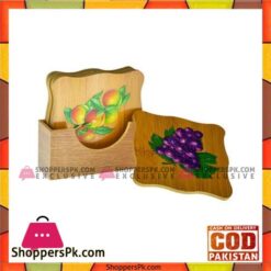 Bamboo Wooden Natural Washable Tea Mates with Stand - 6 Pcs