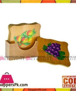 Bamboo Wooden Natural Washable Tea Mates with Stand - 6 Pcs