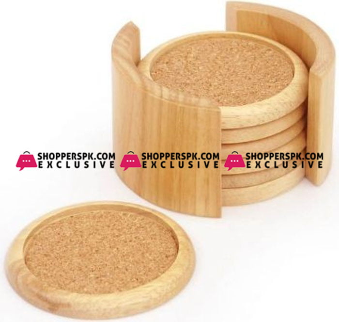 Billi 6Pcs Wooden Coaster With Holder Round - Wa688
