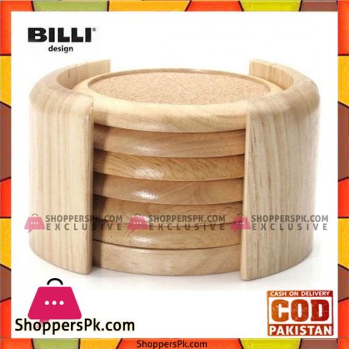 Billi 6Pcs Wooden Coaster with Holder Round - WA688