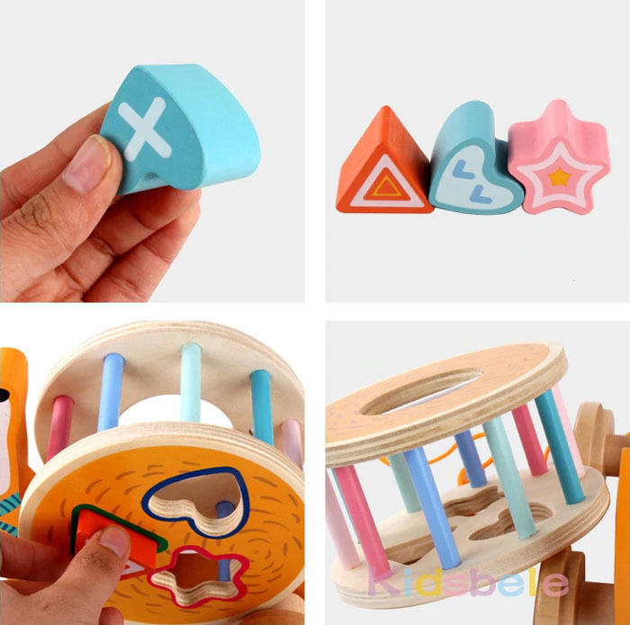 Cartoon Animal Building Block Trailer Baby Early Educational Toy