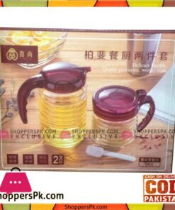 Condiment Set of 2 Pcs Glass, Plastic