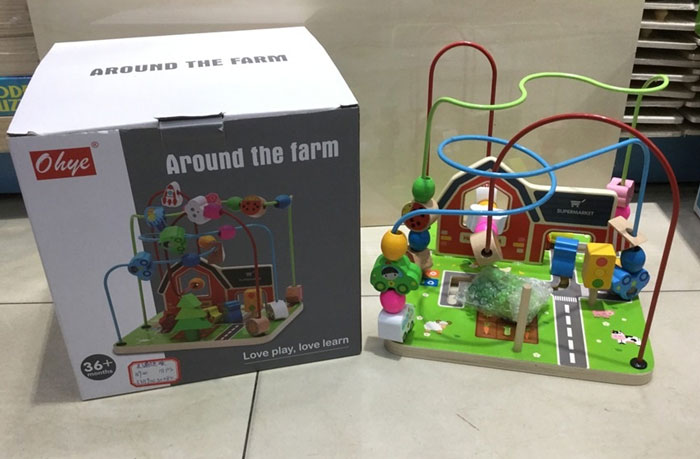 Educational Montessori Wooden Wire Maze Around Beads Farm