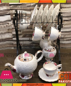 High Quality Flower Design 21 Tea Set With Stand
