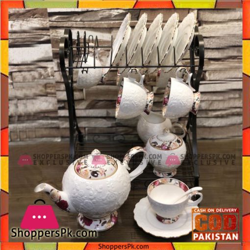 High Quality Flower Design 21 Tea Set With Stand