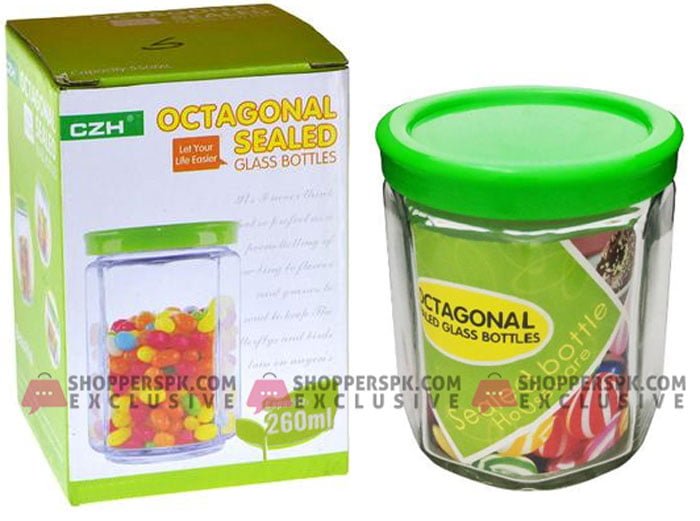 Octangonal Sealed Full Air Tight 260-Ml Glass Jar