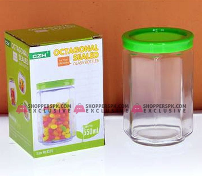 Octangonal Sealed Full Air Tight 550-Ml Glass Jar