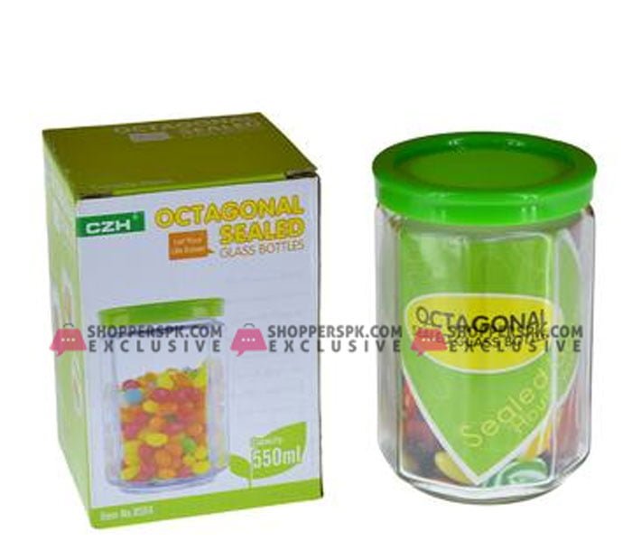 Octangonal Sealed Full Air Tight 550-Ml Glass Jar