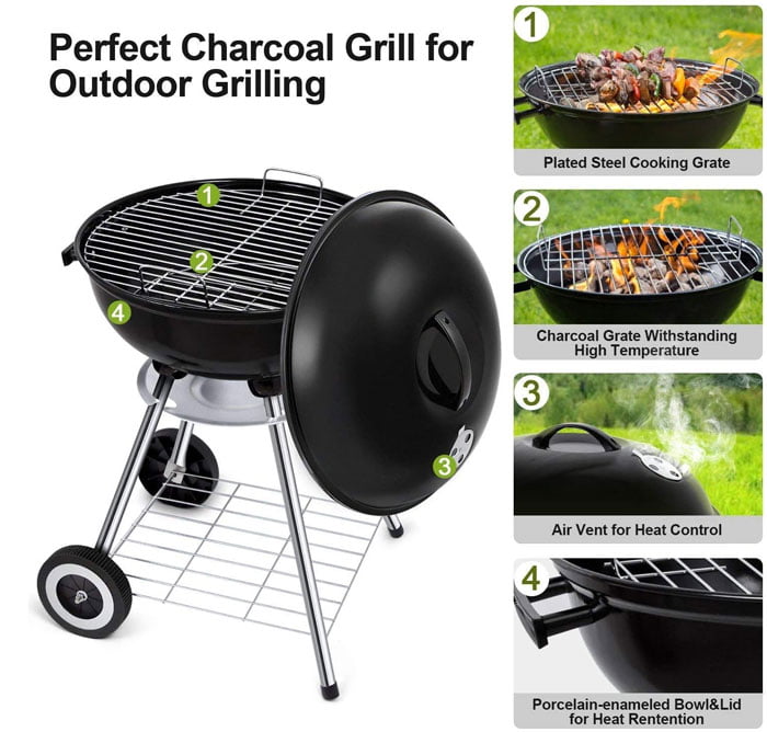Portable Charcoal Grill Outdoor Bbq 17.5 Inch