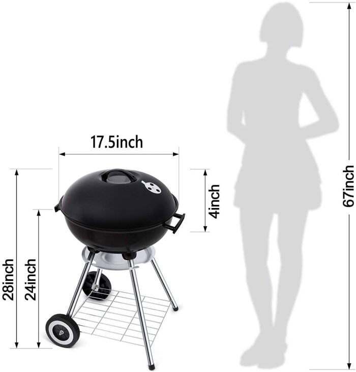 Portable Charcoal Grill Outdoor Bbq 17.5 Inch
