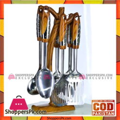 Stainless Steel Kitchen Tool Cooking Spoon with Stand Set of 7