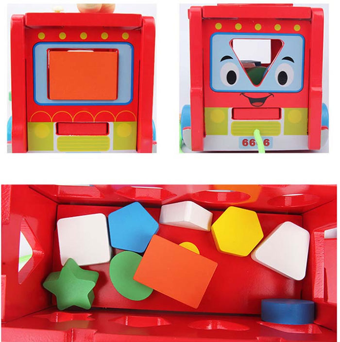 Wooden Digital Shape Bus Xylophone Car