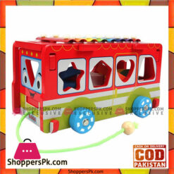 Wooden Digital Shape Bus Xylophone Car