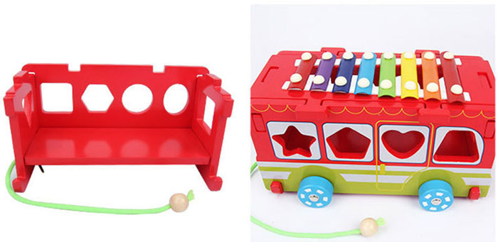 Wooden Digital Shape Bus Xylophone Car