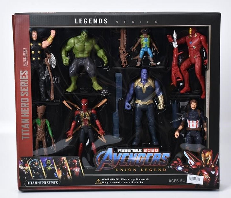 Avengers Endgame 8 Action Figures Set with Weapons
