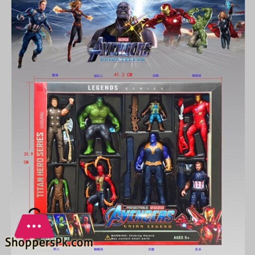 Avengers Endgame 8 Action Figures Set with Weapons