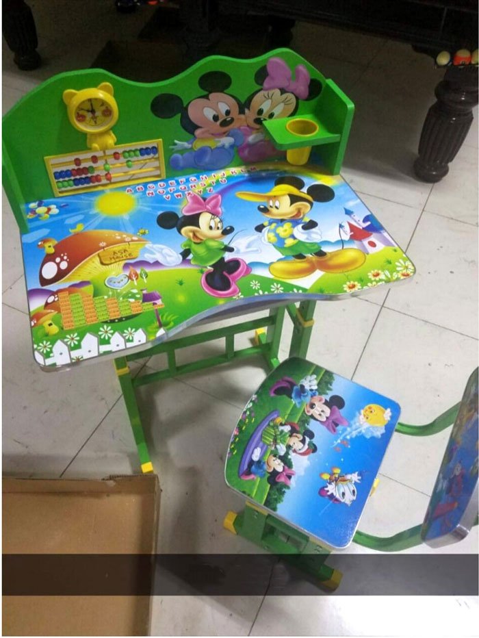 Buy Cartoon Kids Study Table And Chair Set With Mickey Mouse