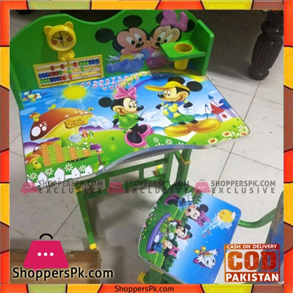 Buy Cartoon Kids Study Table And Chair Set With Mickey Mouse