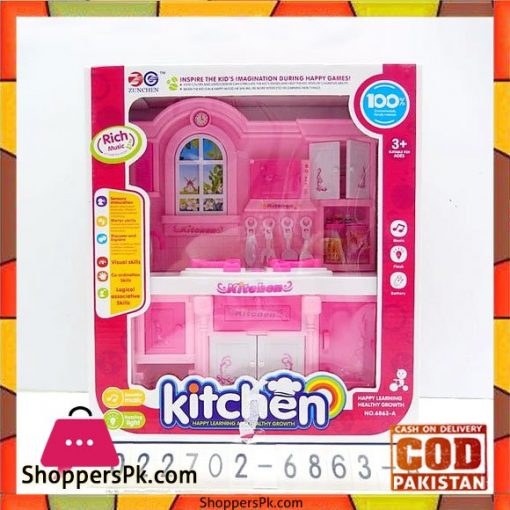 Classic Pink Country Kitchen Set with Light & Sound