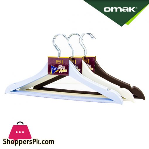 Omak Decobella 3 Piece Wooden Look Plastic Hanger - 50617