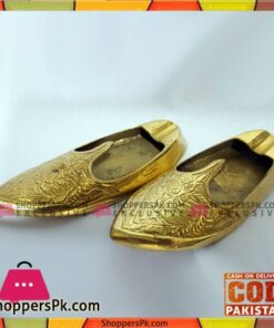 Ekam Art Rajasthani Handmade Brass Shoes Shape Ash Tray Antique Home Car Decor Smoking Table Accessories