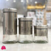 Glass And Stainless Steel Canister Set Airtight Canister Jars Set 3-Piece Set