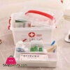 Plastic Portable Double Layer Medical Storage Box First Aid Kit Medicine Box (White)