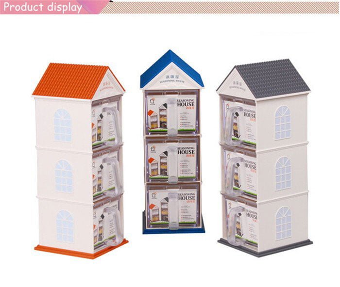 Spice Box Jar Plastic Seasoning House 3 Layers Sugar Sauce Pot Container With Spoon Kitchen Supplies