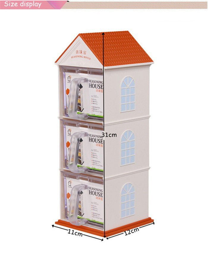 Spice Box Jar Plastic Seasoning House 3 Layers Sugar Sauce Pot Container With Spoon Kitchen Supplies