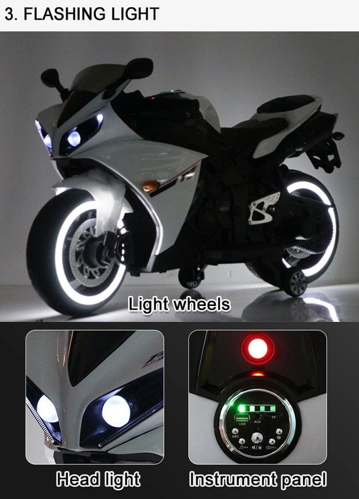 Yamaha R1 Latest Style With Handle Race Kids Ride On Bike Metallic Paint Color