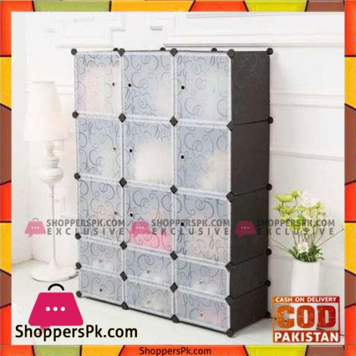 Black Plastic Door Covers for Interlocking Cube Storage Shelves Wardrobe Shoe Rack