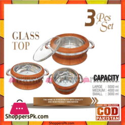Happy Handsome Crown Glass Top 3 Pcs Hotpot Set