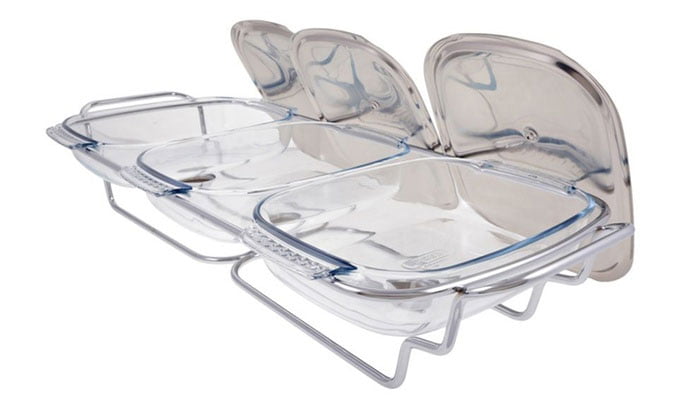 Pyrex Glass Dish Food Warmer With Candles 1.5 X 3 Liter K570