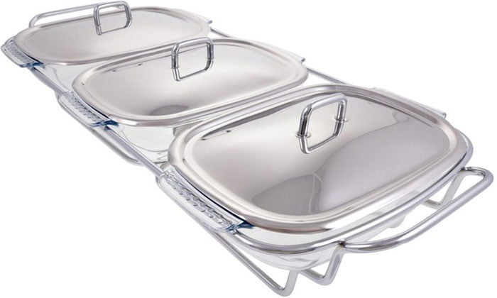 Pyrex Glass Dish Food Warmer With Candles 1.5 X 3 Liter K570