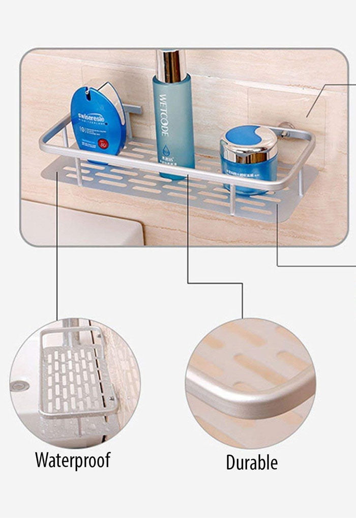 High Quality Metal Chrome Plated Kitchen Bathroom Shelves (Silver)