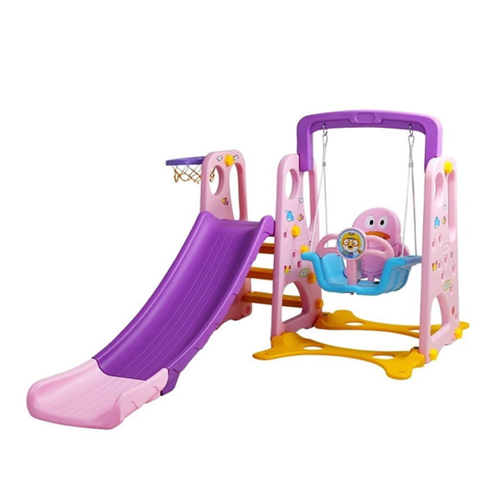 Kids Slide with Basketball and Swing 3 in 1