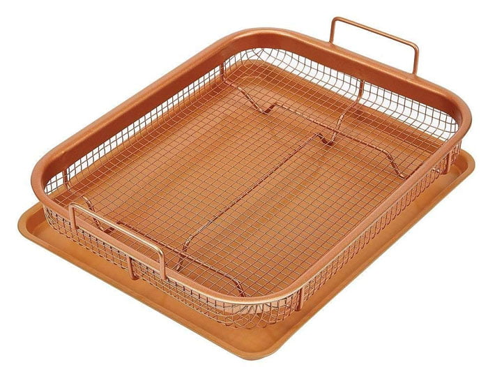 Non-Stick Copper Crisper Tray Cook Crispy Food Without Oil Or Butter
