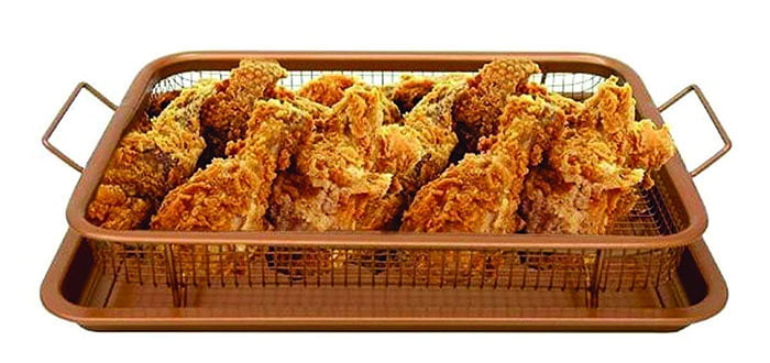 Non-Stick Copper Crisper Tray Cook Crispy Food Without Oil Or Butter