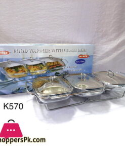 Pyrex Glass Dish Food Warmer With Candles 1.5 x 3 Liter K570