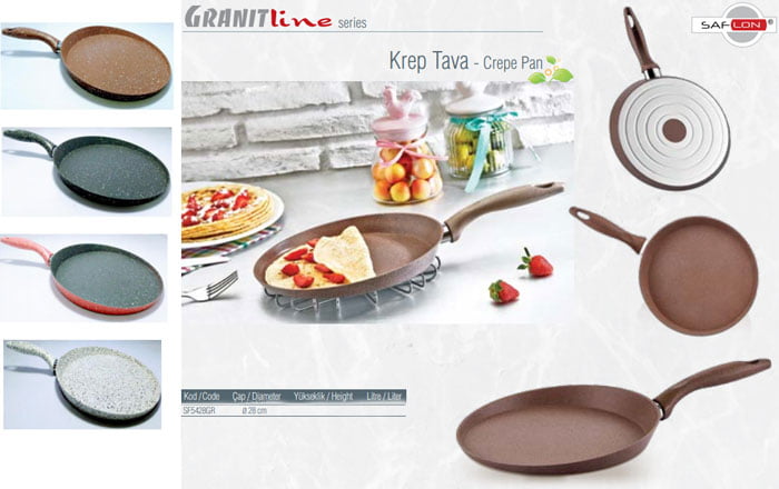 Saflon Crepe Pan (Tawa) Granite Turkey Made 28 Cm