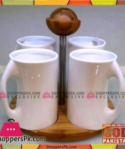 Imperial Mug With Wooden Stand - Set of 4 - Ceramic