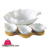 Imperial Salad Bowl With Wooden Stand - Set Of 4 - Ceramic