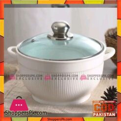 Solecasa Serving Bowl With Glass Lid - Heat Resistant - Ceramic