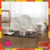 Tea Set With Serving Plates &Amp; Wavy Saucers-Set Of 24 Pcs