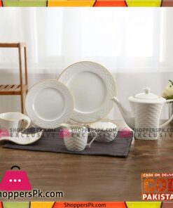 Tea Set With Serving Plates & Wavy Saucers-Set of 24 Pcs