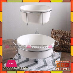 2 Tier Serving Dish Set-Oval-White