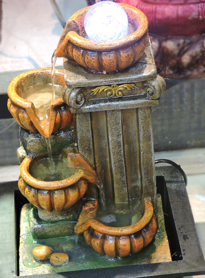 Home Decoration Small Waterfall Fountain Led Rolling Crystal Ball