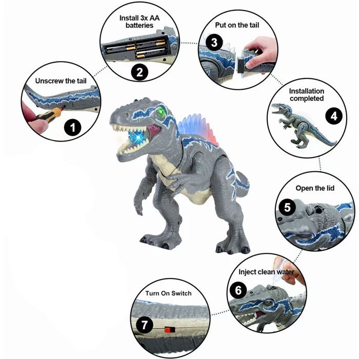 Dinosaur Electric Toy Big Dinosaurs Hiking Sound Spray Light Gifts For Kids