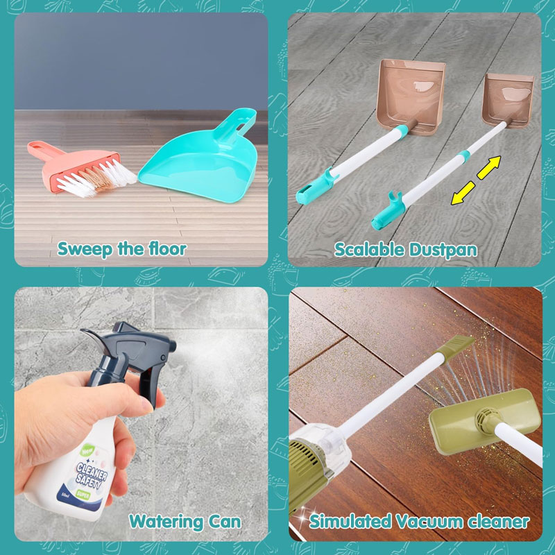 High Quality Electric Vacuum Cleaner Plastic Clean Tool Trolley Play Housekeeping Cleaning Cart Set